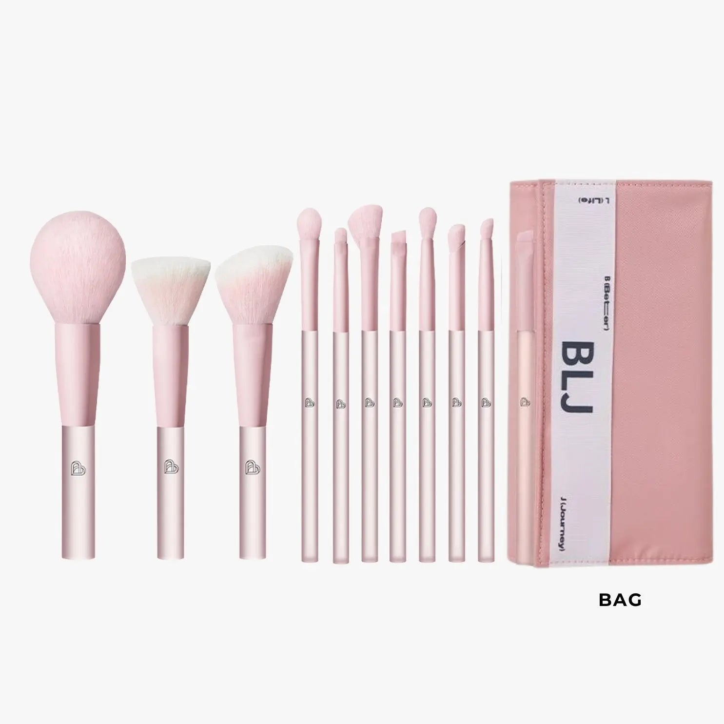 BLJ Large Semi Sugar Peach Make Up Brush Bucket Set 11pcs (2 Packings) by BLJ Cosmetics – Brush & Cleaning Tools