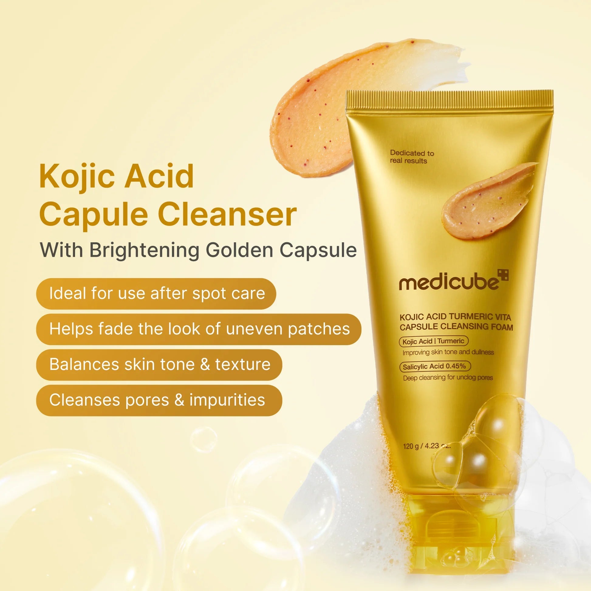 Medicube Kojic Acid Turmeric Vita Capsule Cleansing Foam 120g by Medicube – Facial Cleanser