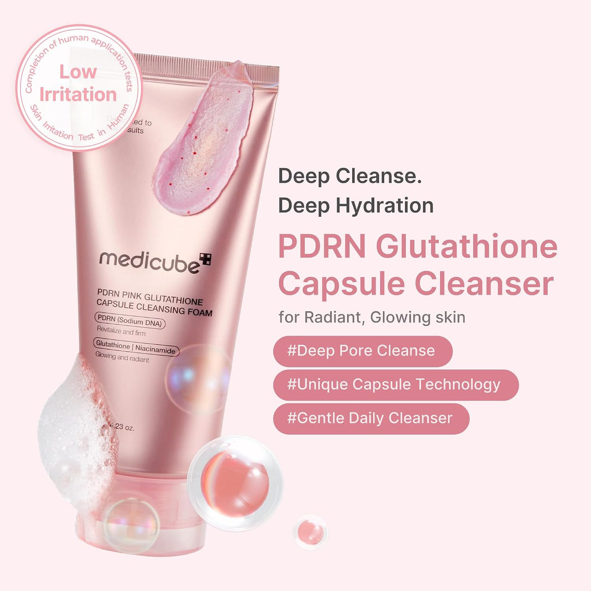 medicube PDRN Pink Glutathione Capsule Cleansing Foam 120g by medicube – Facial Cleanser