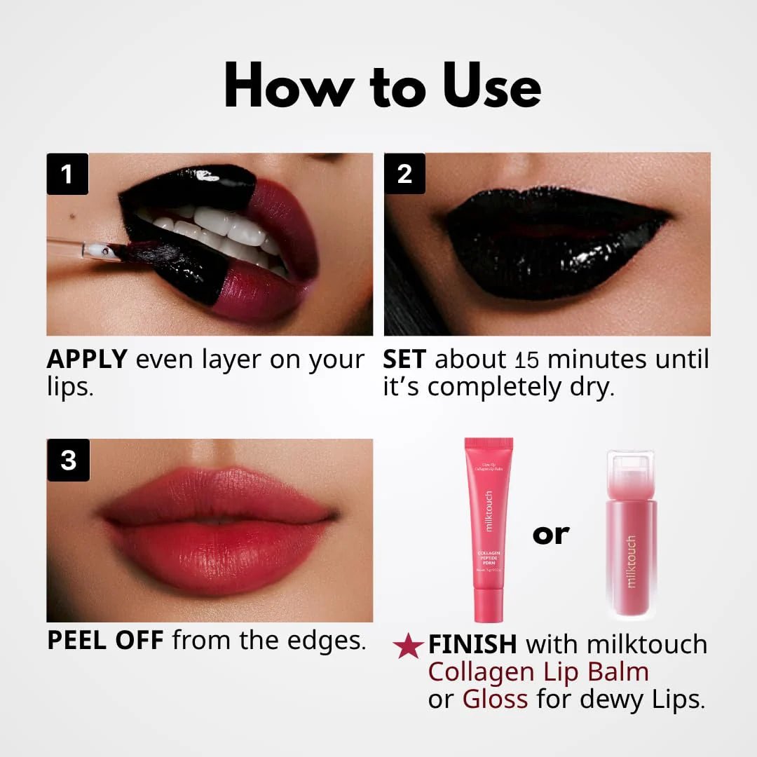 MilkTouch Black Peel Off Lip Tattoo 4g (5 Colors) by MilkTouch – Lipstick