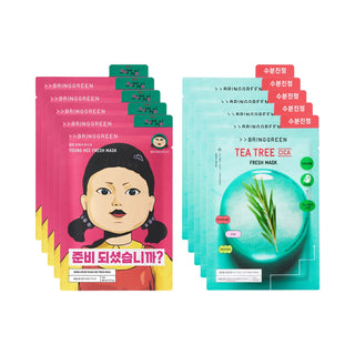 [NETFLIX] BRINGGREEN | Fresh Mask Sheet 10ea (Tea Tree Cica 5ea+Young Hee 5ea) - Bring Green | Kiokii and...