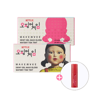 [NETFLIX] WAKEMAKE Dewy Gel Maxi Gloss Squid Game Set 2 Shades + (Free Lip Tint) - Wakemake | Kiokii and...