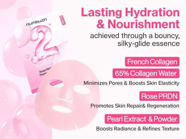 Numbuzin No 2 Rose PDRN Collagen Plumping Sheet Mask 5pcs by numbuzin – Sheet Mask