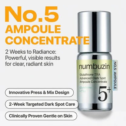 Numbuzin No 5 Glutathione TXA Advanced Dark Spot Ampoule Concentrate 10g by numbuzin – Serum & Ampoule