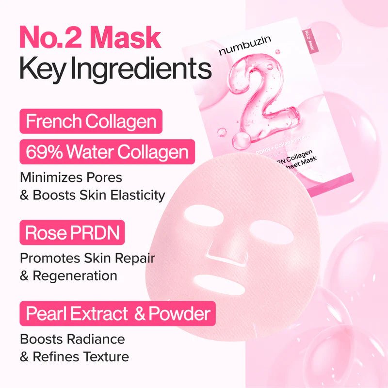 Numbuzin No.2 Rose PDRN Collagen Plumping Sheet Mask (4pcs) by numbuzin – Sheet Mask