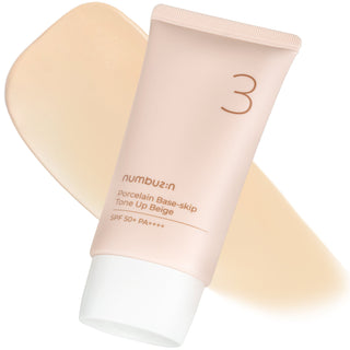 Numbuzin No.3 Porcelain Base - Skip Tone Up Beige 50ml - numbuzin | Kiokii and...