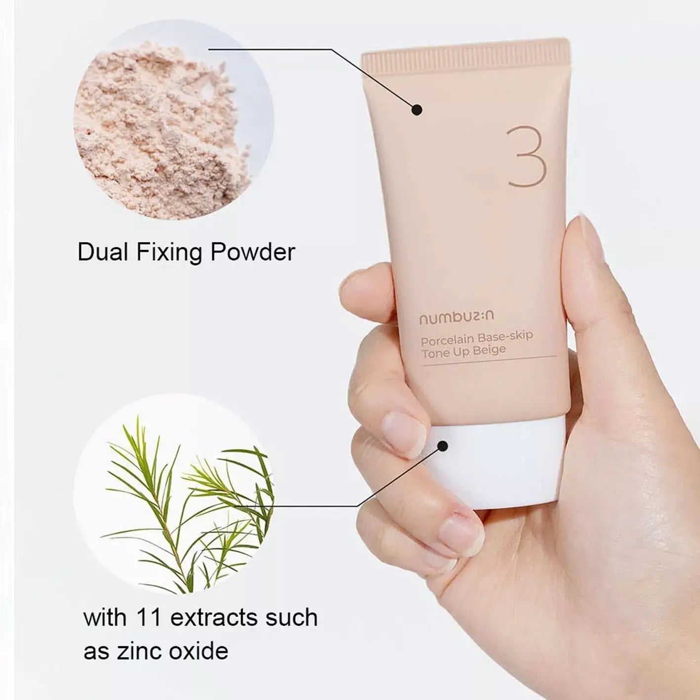 Numbuzin No.3 Porcelain Base - Skip Tone Up Beige 50ml by numbuzin – Primer
