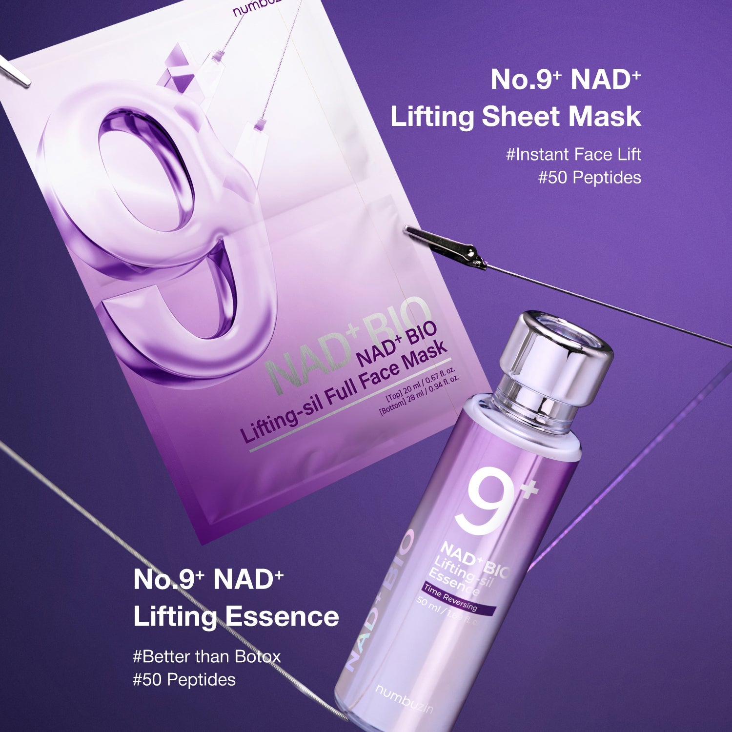Numbuzin No.9 NAD Bio Lifting - sil Full Face Mask (Box 4pcs/Single) by numbuzin – Sheet Mask