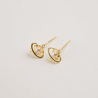 Orbit Pearl Stud Earrings 925 Sterling Silver - Archfourteen | Kiokii and...