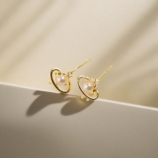 Orbit Pearl Stud Earrings 925 Sterling Silver - Archfourteen | Kiokii and...