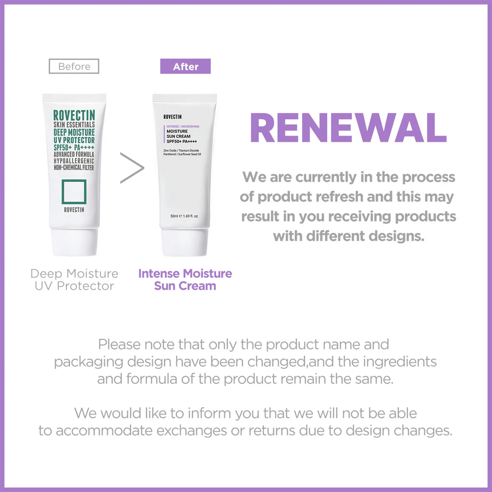 ROVECTIN Intense Moisture Sun Cream SPF50+ 50ml by Rovectin – Sunscreen