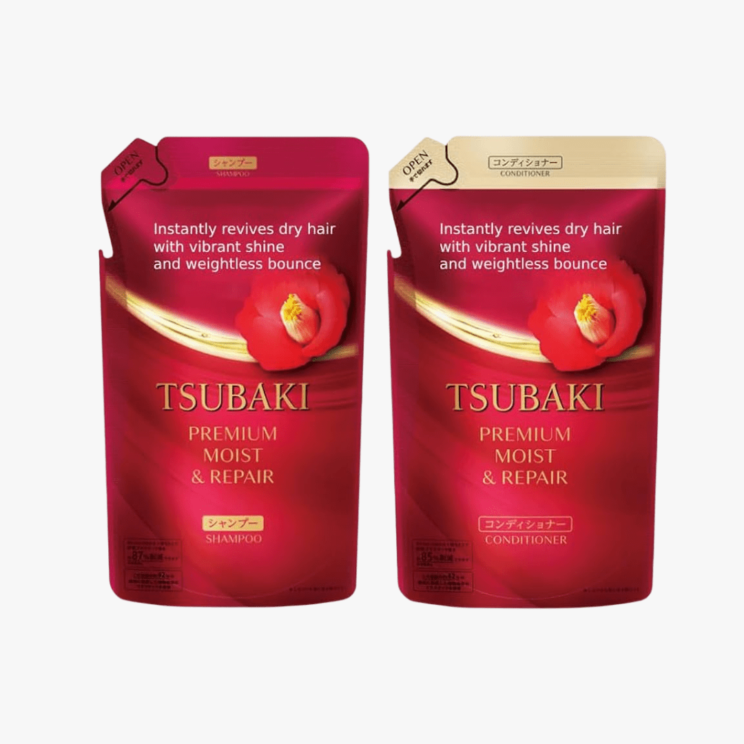 SHISEIDO Tsubaki Red Tobun Shampoo and Conditioner Refill Set 300ml + 300ml by Shiseido – Shampoo & Conditioner Sets