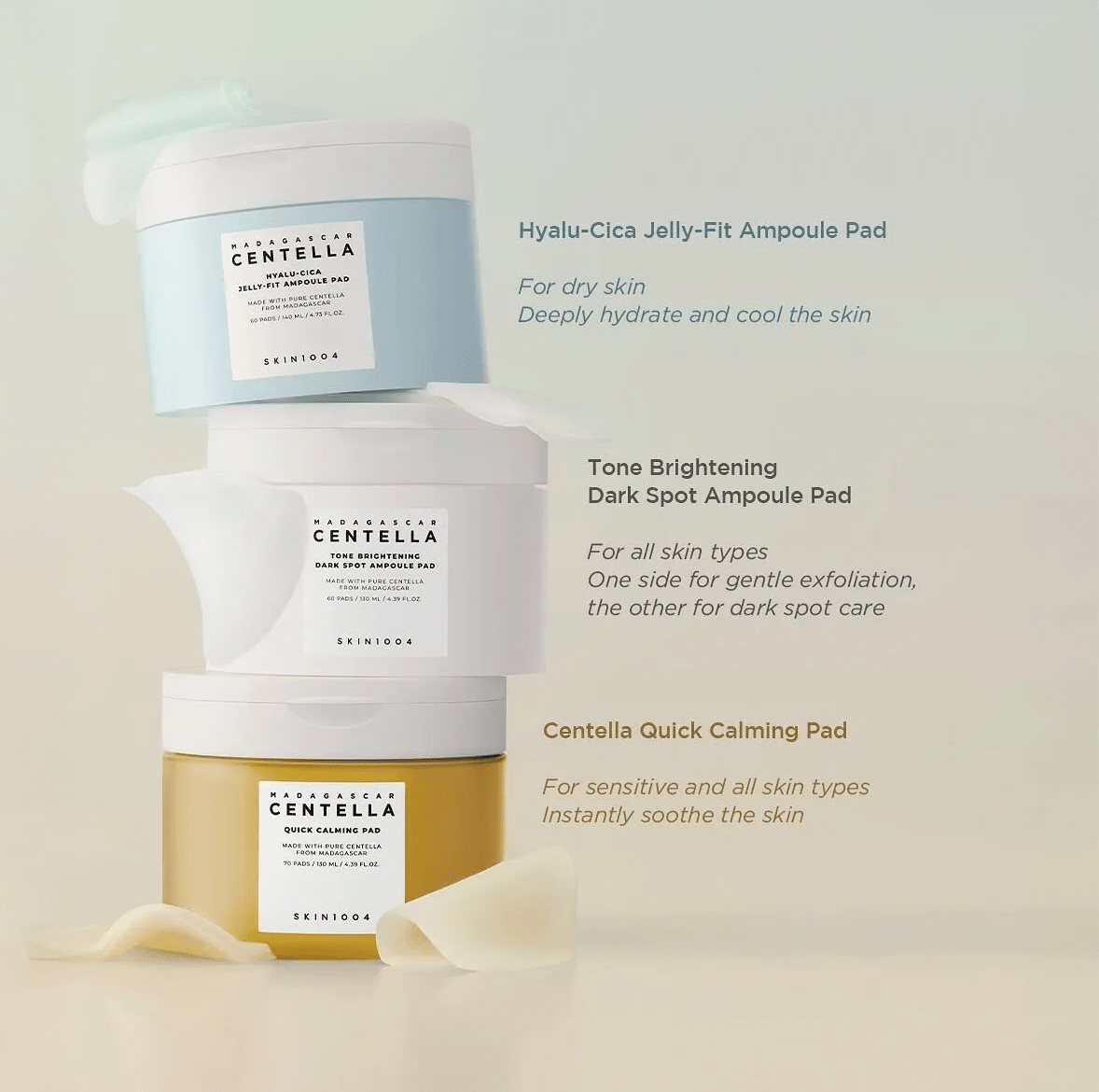 SKIN1004 Madagascar Centella Hyalu - Cica Jelly - Fit Ampoule Pad 60pads by SKIN1004 – Toner Pads