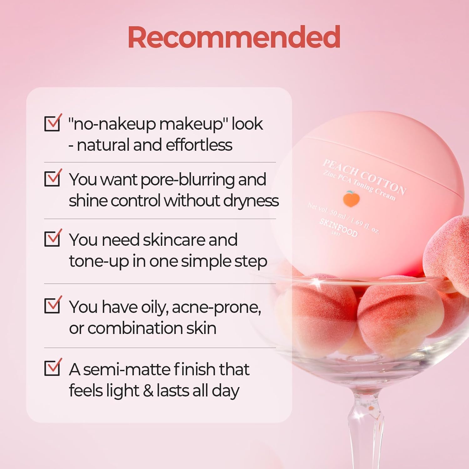 SKINFOOD Peach Cotton Zinc PCA Toning Cream 50ml by Skinfood – Lotion & Cream