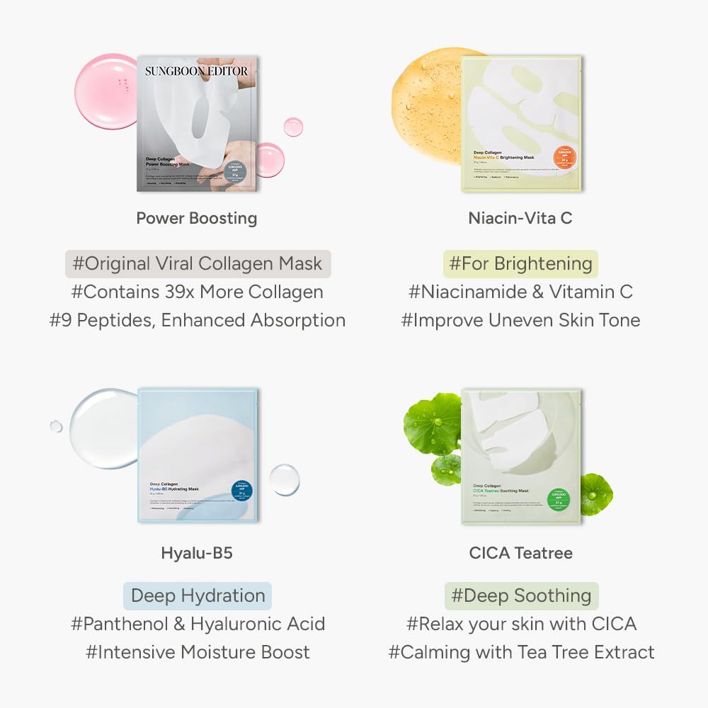 Sungboon Editor Deep Collagen Niacin Vita C Brightening Mask 4pcs by Sungboon – Sheet Mask
