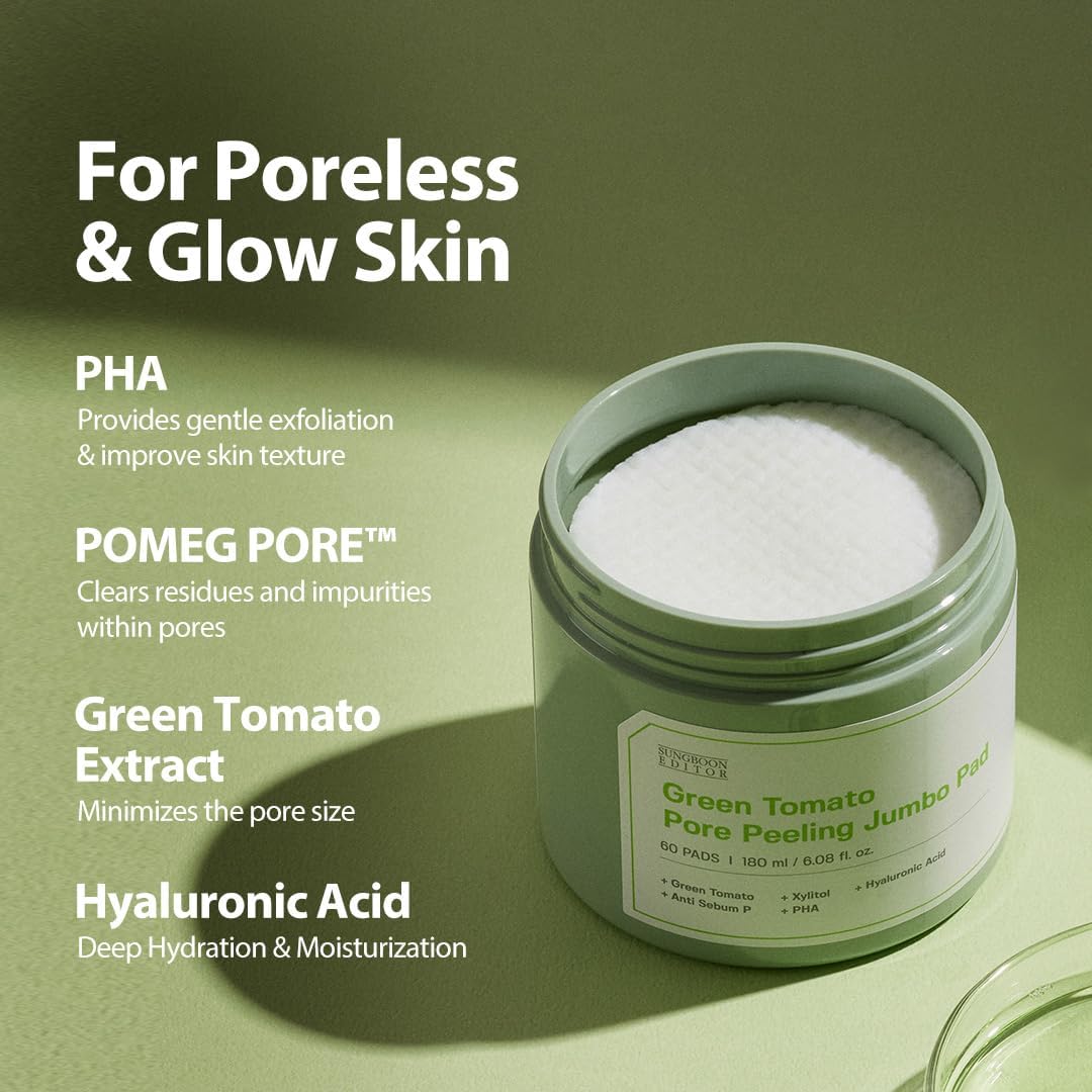 Sungboon Editor Green Tomato Pore Peeling Jumbo Pad 60pads by Sungboon – Toner Pads