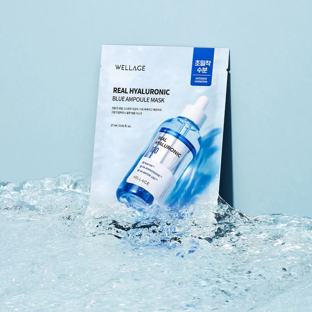 WELLAGE Real Hyaluronic Blue Ampoule Mask (5 sheets) by Wellage – Sheet Mask