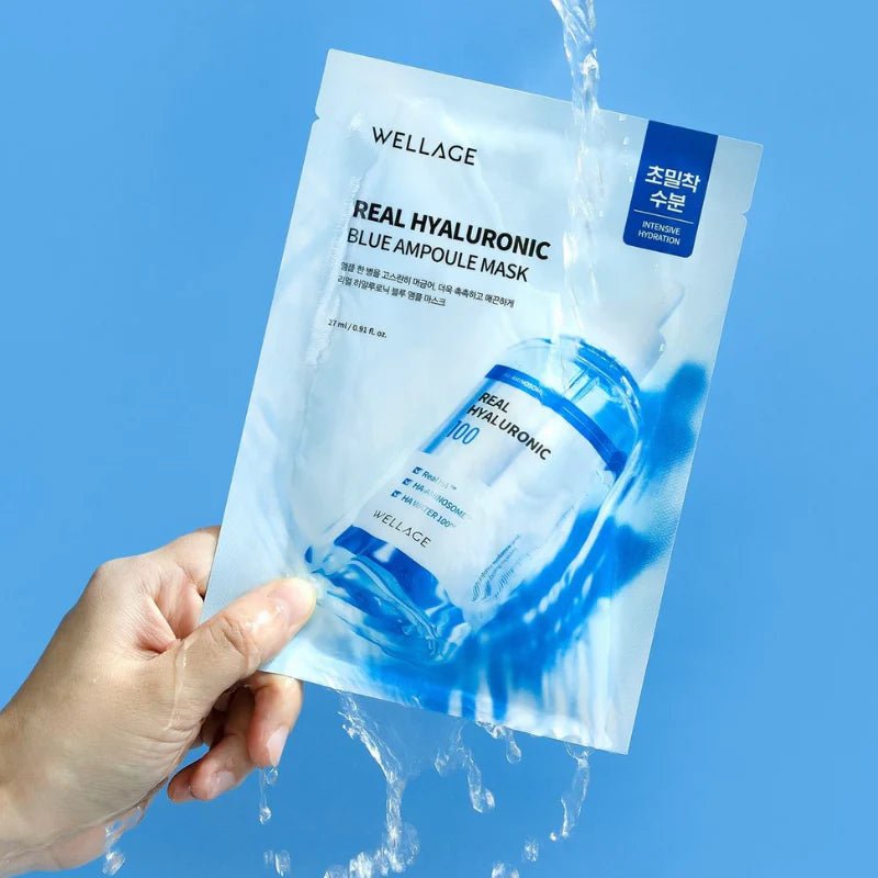 WELLAGE Real Hyaluronic Blue Ampoule Mask (5 sheets) by Wellage – Sheet Mask