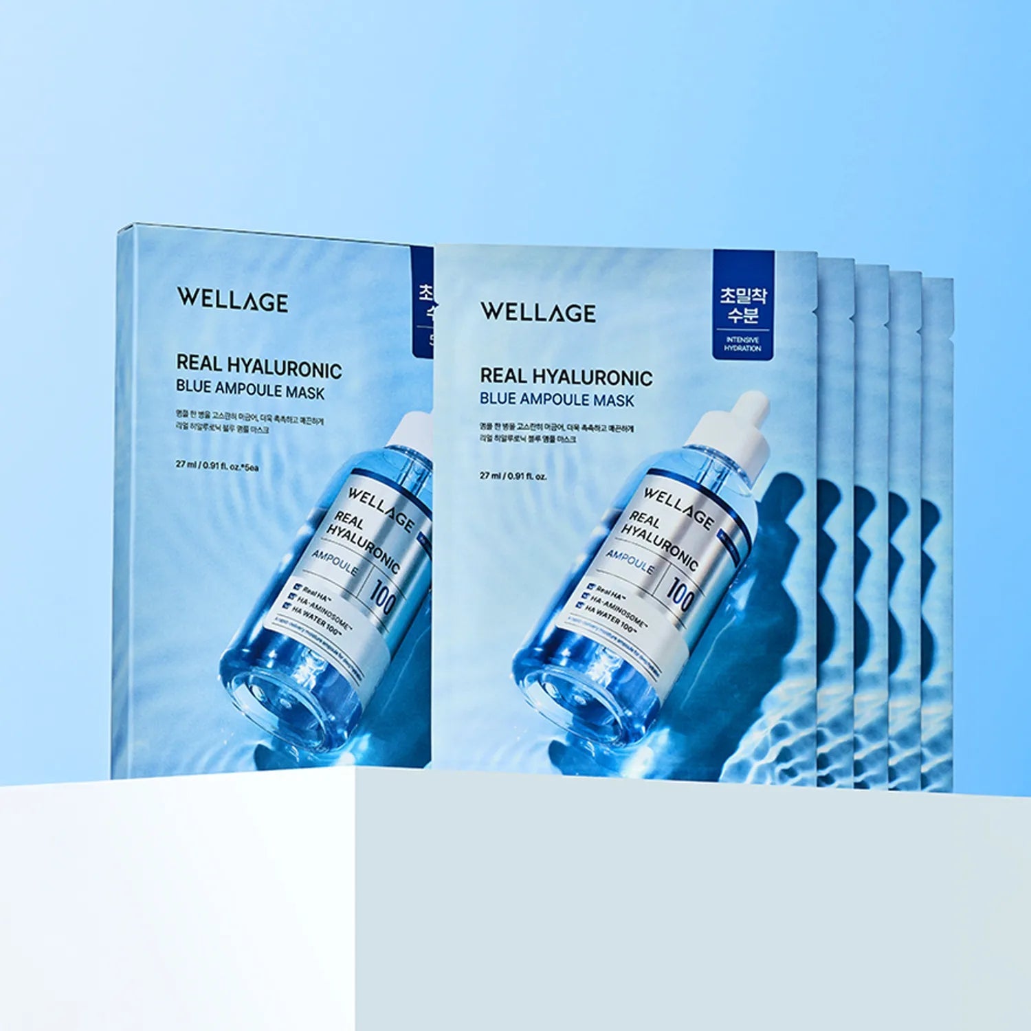 WELLAGE Real Hyaluronic Blue Ampoule Mask (5 sheets) by Wellage – Sheet Mask