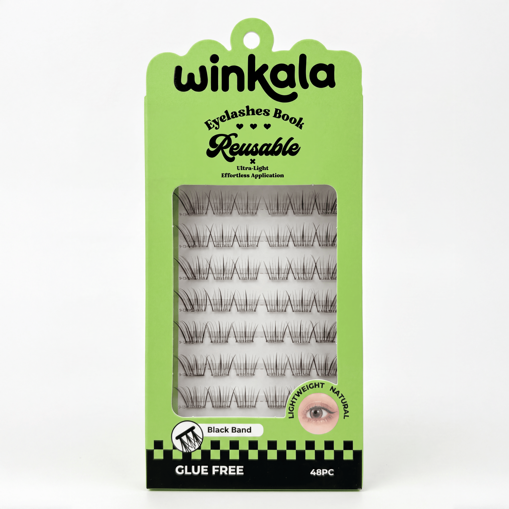 WINKALA Eyelashes Book - Reusable & Glue Free (Lightweight Natural) 9mm - 13mm by Kiokii and... – False Lashes
