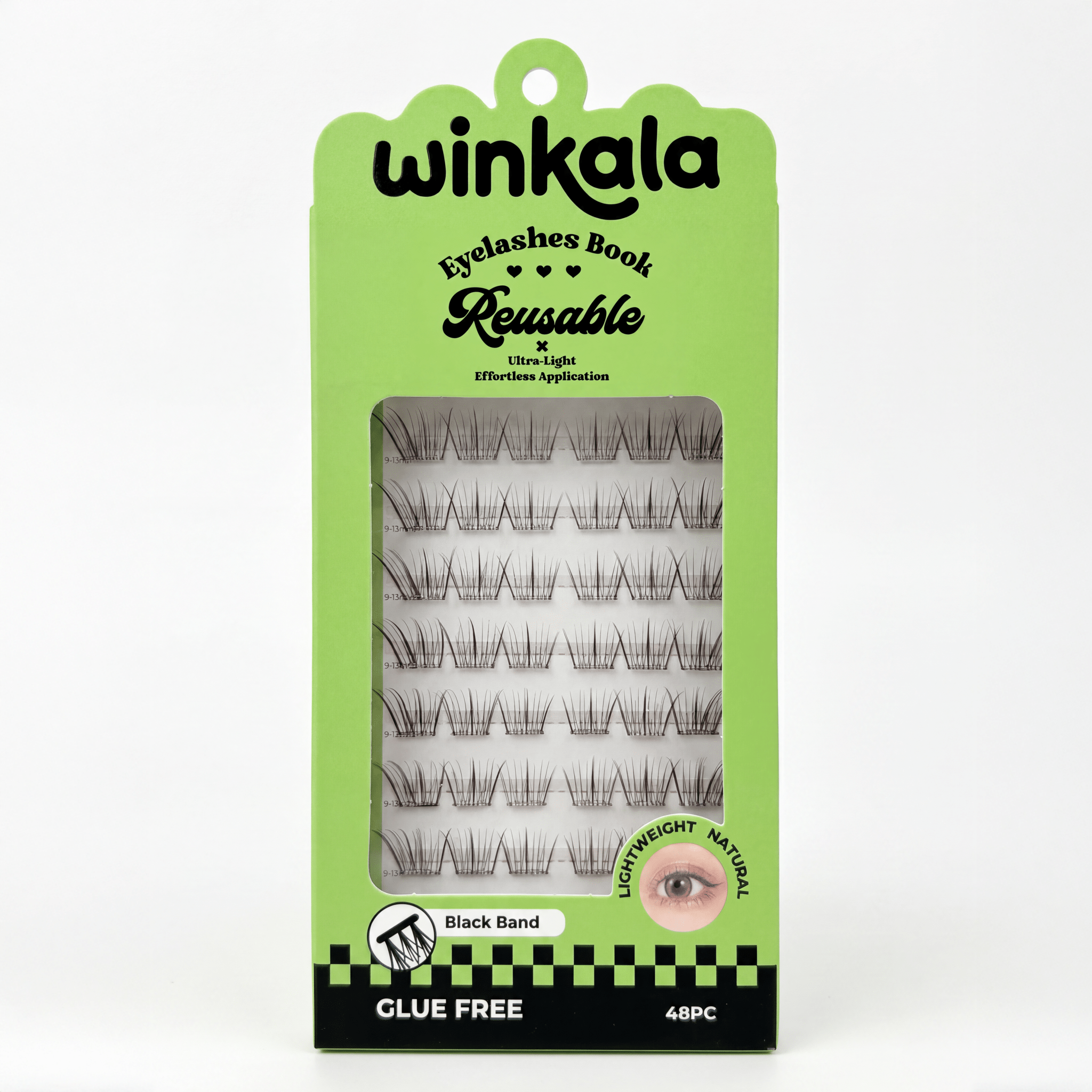 WINKALA Eyelashes Book - Reusable & Glue Free (Lightweight Natural) 9mm - 13mm by Kiokii and... – False Lashes