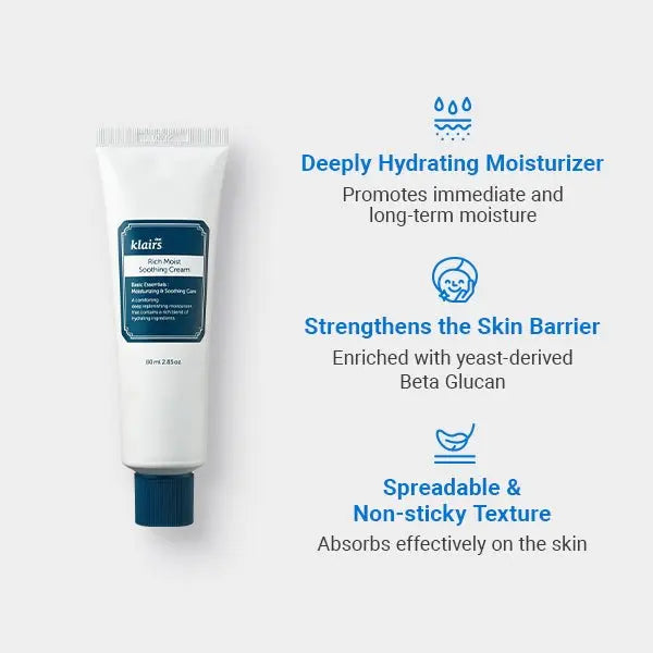 Klairs Rich Moist Soothing Cream 80ml by Klairs – Lotion & Cream