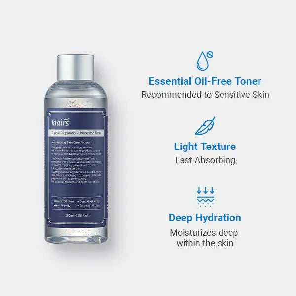 Klairs Supple Preparation Unscented Toner 180ml by Klairs – Toner & Essence