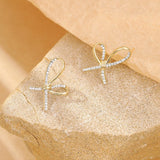 Golden Twisted Diamond Bow Earrings - Archfourteen | Kiokii and...