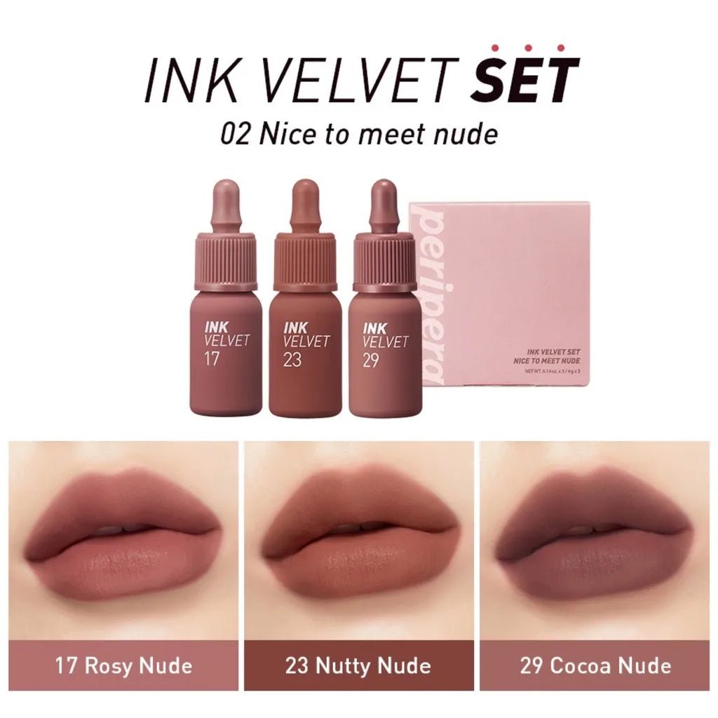 Periper Ink Velvet Lip Tint Set 02 Nice To Meet Nude - Peripera | Kiokii and...