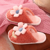 Red Flower Plush Slippers - Red flower | Kiokii and...